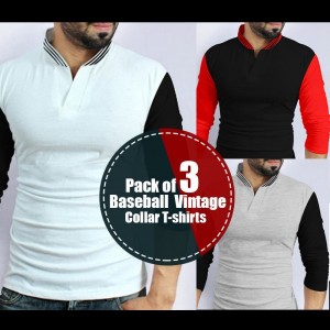 Pack of 3 Baseball Vintage Collar T-Shirt TSF-041